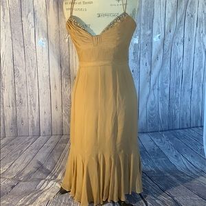 Badgley Mischka Tan Silk Strap Cocktail Dress, 4